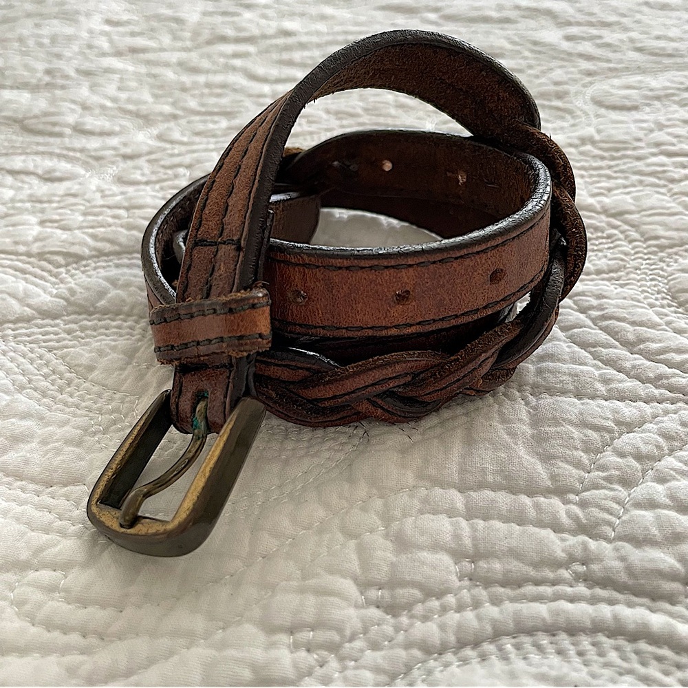 Jordache Jeans Vintage 1980s Skinny Braid Leather Belt